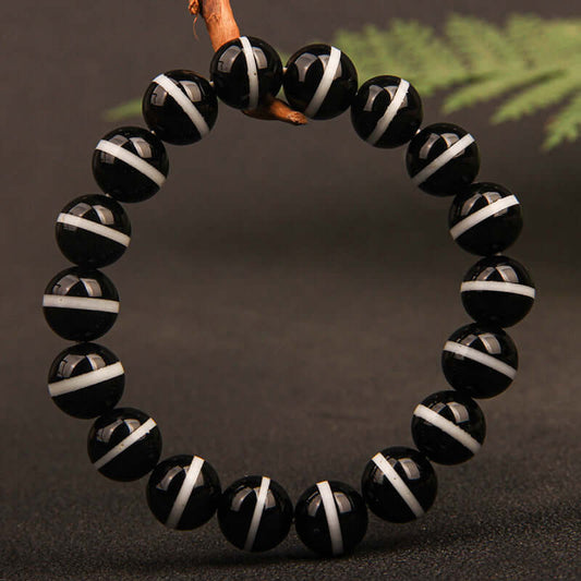 ZenHima Tibetan Black Agate Medicine Buddha Dzi Meditation Bracelet - ZENHIMA