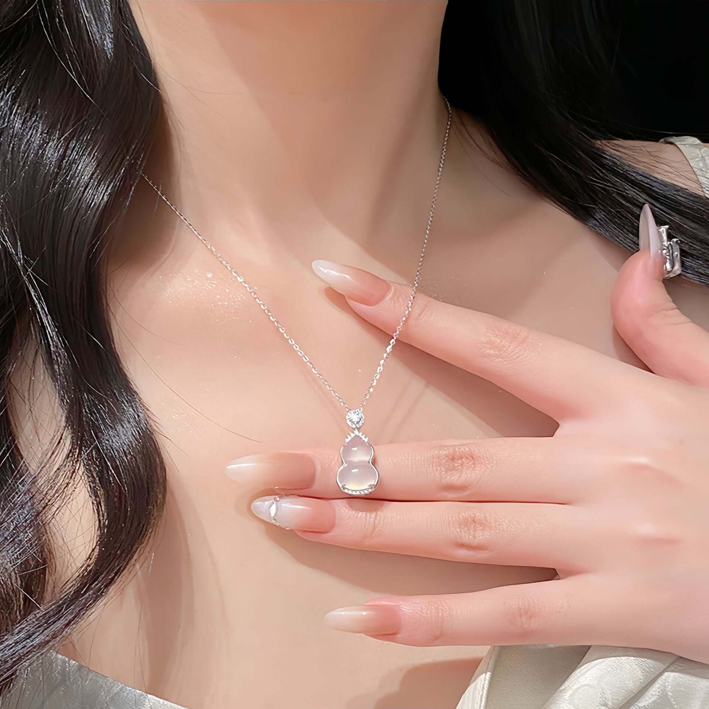 ZenHima S925 Silver Icy Chalcedony Gourd Pendant Necklace - ZENHIMA