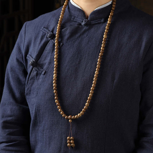 ZenHima Tibetan Agarwood 108 Medicine Buddha Beads Buddhist Mala Necklace - ZENHIMA
