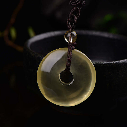 ZenHima Natural Yellow Crystal Peace Buckle Necklace – Unisex Pendant - ZENHIMA