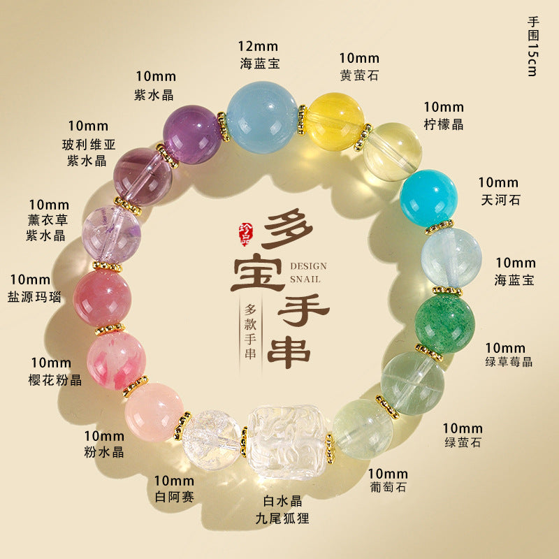 ZenHima Nine-Tailed Fox Amethyst Multi-Gem Beaded Bracelet – Unique Sugar Cube Design - ZENHIMA