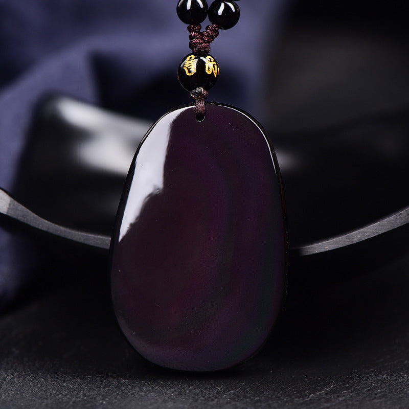 Natural Rainbow Eye Obsidian Dragon Ball Pixiu Pendant Necklace for Men and Women Vintage Trendy - ZENHIMA