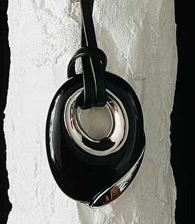 ZenHima Tibetan Black Obsidian Geometric Pendant Necklace – Spiritual Long Mala for Women - ZENHIMA