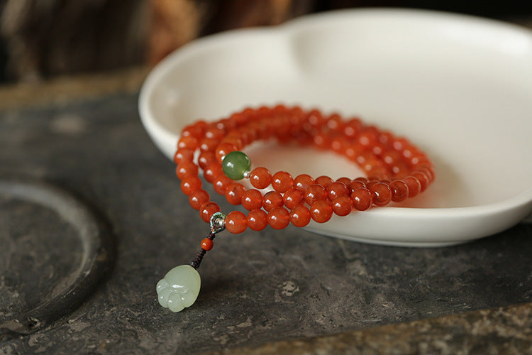Nanhong Agate 6mm Cherry Red Multi-Layer Bracelet – Women’s 3-Turn Beaded Jewelry - ZENHIMA