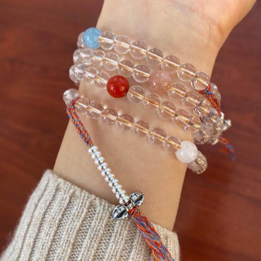 ZenHima Natural White Crystal 108 Bead Mala Bracelet - ZENHIMA