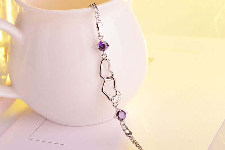 ZenHima Heart Amethyst Sterling Silver Bracelet - ZENHIMA