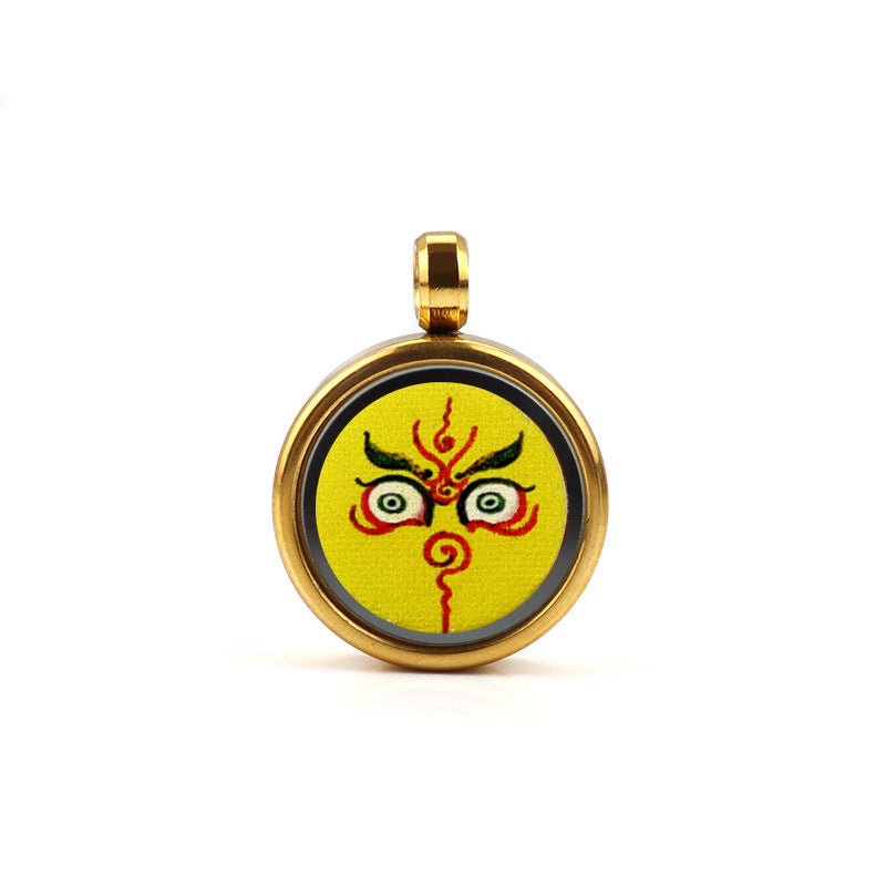 Tibetan Style 1.5cm Stainless Steel Mini Small Thangka - God of Wealth Thangka Gawu Box Pendant - ZENHIMA