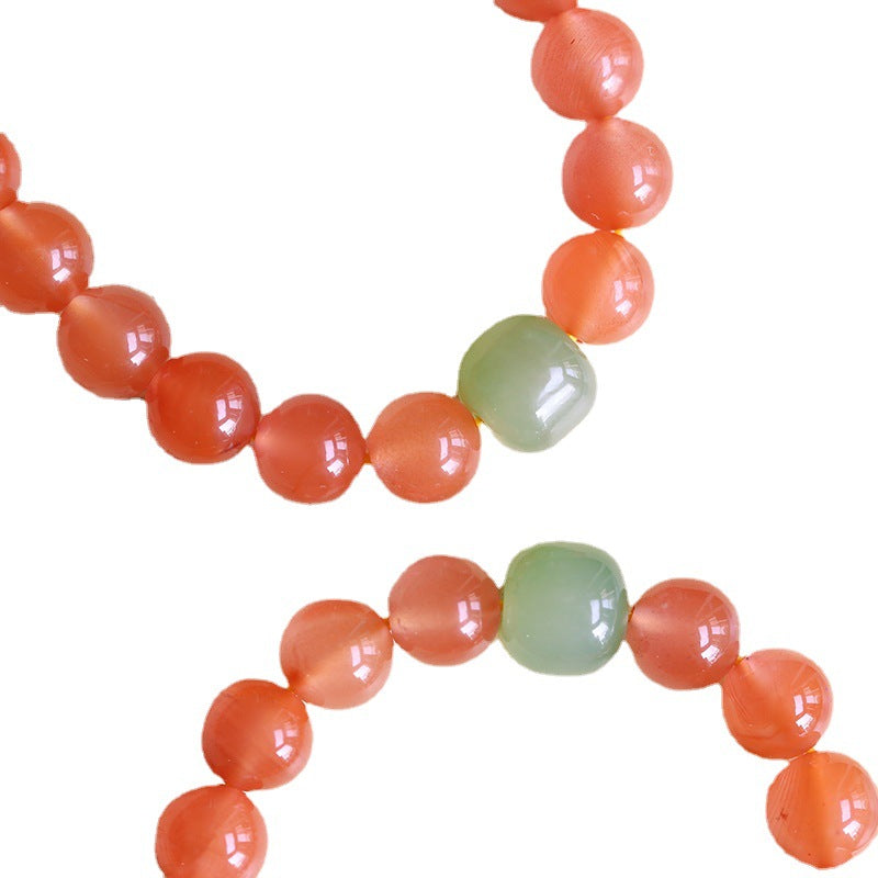 Natural Nanhong Agate Bracelet Paired with Hetian Jade – Original Design, New Release - ZENHIMA