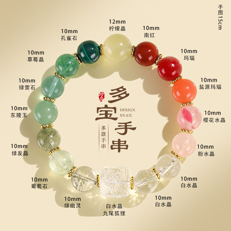 ZenHima Nine-Tailed Fox Amethyst Multi-Gem Beaded Bracelet – Unique Sugar Cube Design - ZENHIMA