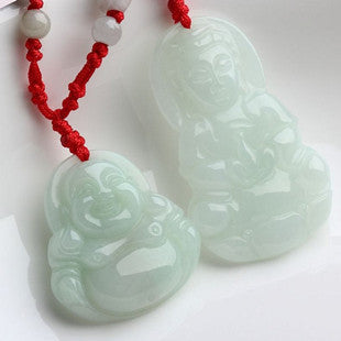 ZenHima Natural Jadeite Maitreya and Guanyin Buddha Necklace - ZENHIMA