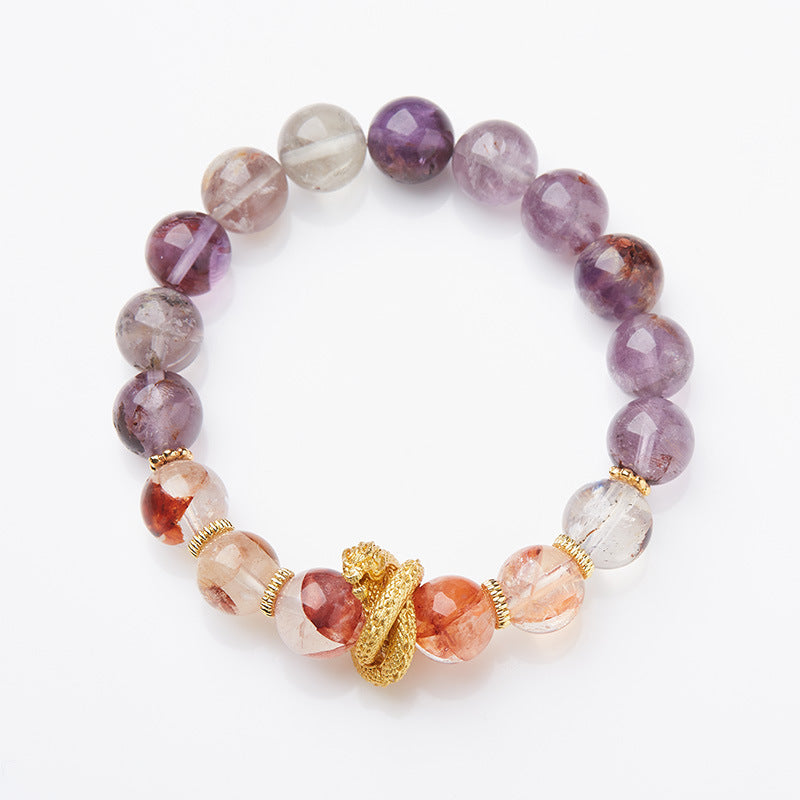 2025 Women’s Nine Purple Fire Bracelet – Natural Amethyst & Phantom Quartz Feng Shui Jewelry - ZENHIMA