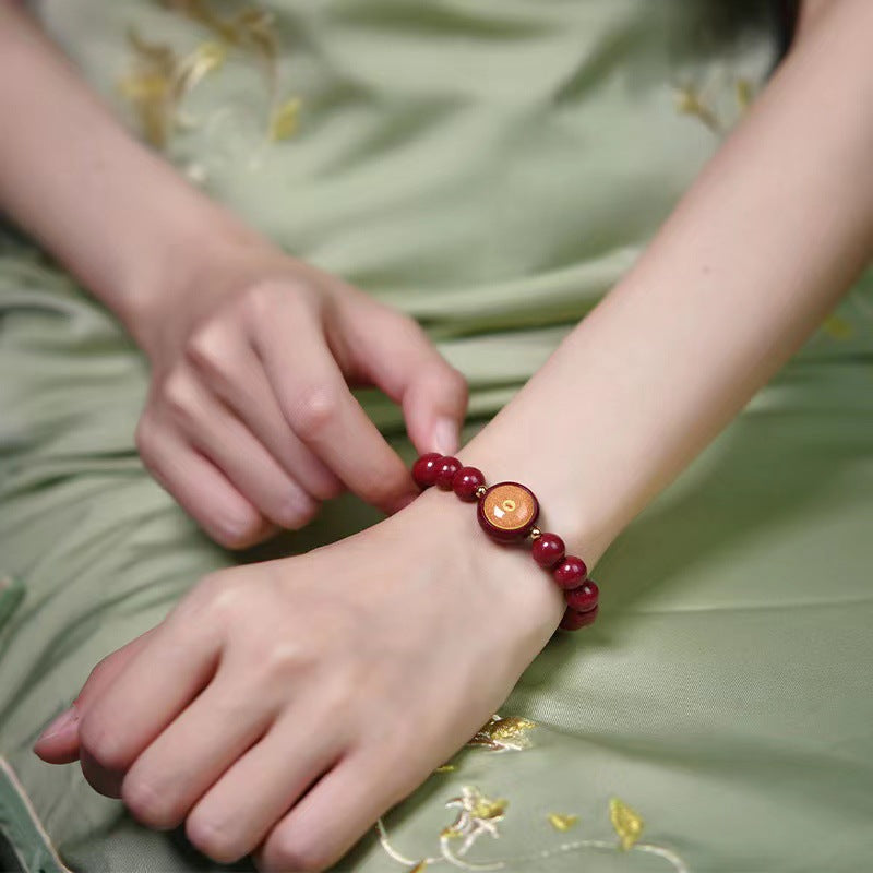 ZenHima Tibetan Natural Cinnabar Mantra Bracelet with Green Tara, Medicine Buddha, Guanyin & Shurangama Sutra Protection - ZENHIMA