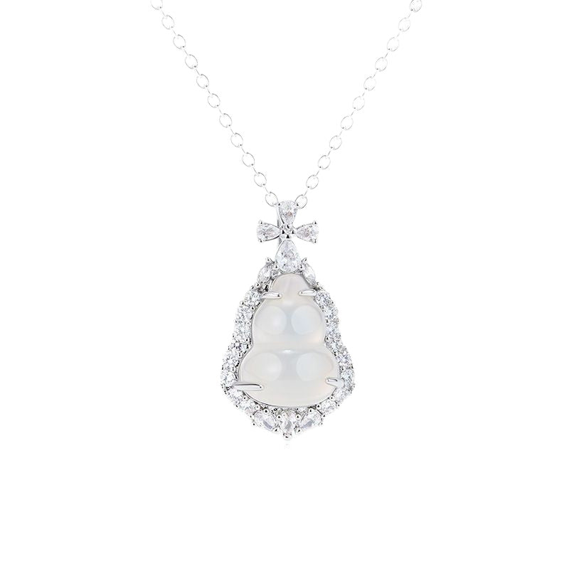 ZenHima Silver Inlaid Agate Fortune Pendant Necklace for Women - ZENHIMA