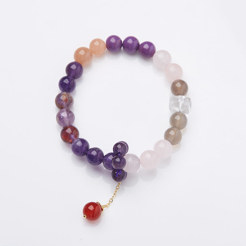 2025 Women’s Nine Purple Fire Bracelet – Natural Amethyst & Phantom Quartz Feng Shui Jewelry - ZENHIMA