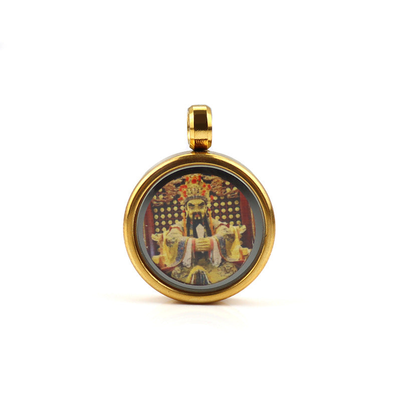 Tibetan Style 1.5cm Stainless Steel Mini Small Thangka - God of Wealth Thangka Gawu Box Pendant - ZENHIMA