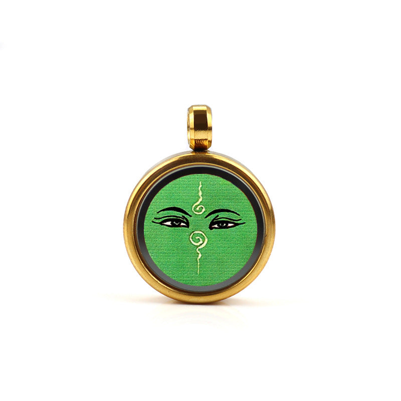 Tibetan Style 1.5cm Stainless Steel Mini Small Thangka - God of Wealth Thangka Gawu Box Pendant - ZENHIMA
