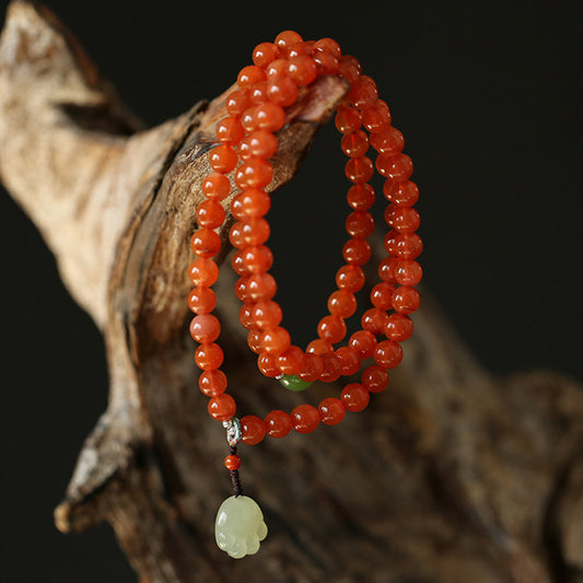 Nanhong Agate 6mm Cherry Red Multi-Layer Bracelet – Women’s 3-Turn Beaded Jewelry - ZENHIMA