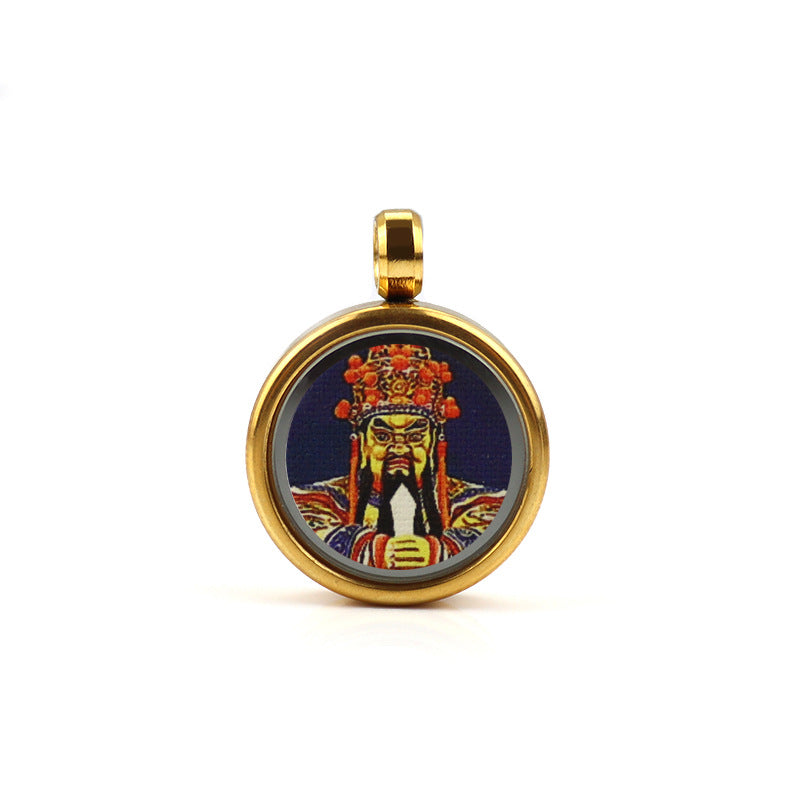 Tibetan Style 1.5cm Stainless Steel Mini Small Thangka - God of Wealth Thangka Gawu Box Pendant - ZENHIMA