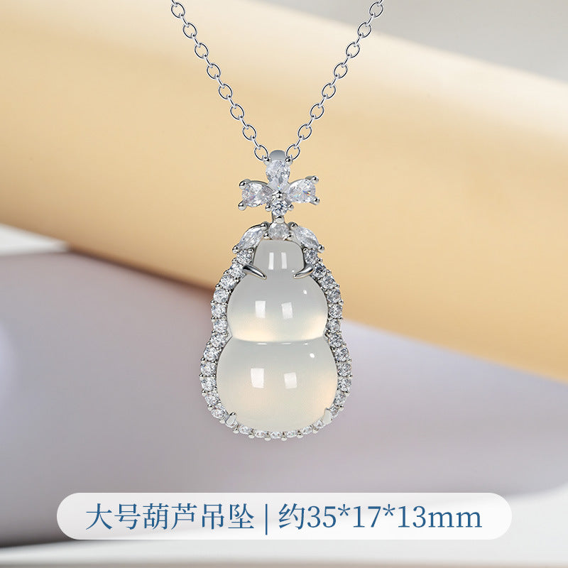 ZenHima Silver Inlaid Agate Fortune Pendant Necklace for Women - ZENHIMA
