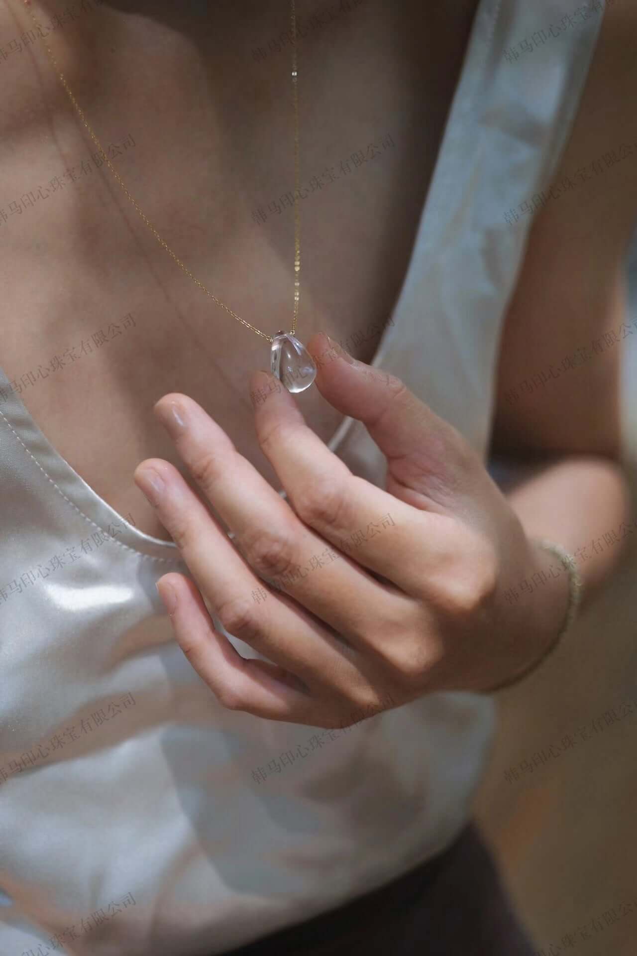 ZenHima S925 Silver Natural White Crystal Teardrop Pendant Necklace - ZENHIMA