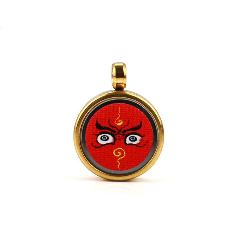 Tibetan Style 1.5cm Stainless Steel Mini Small Thangka - God of Wealth Thangka Gawu Box Pendant - ZENHIMA