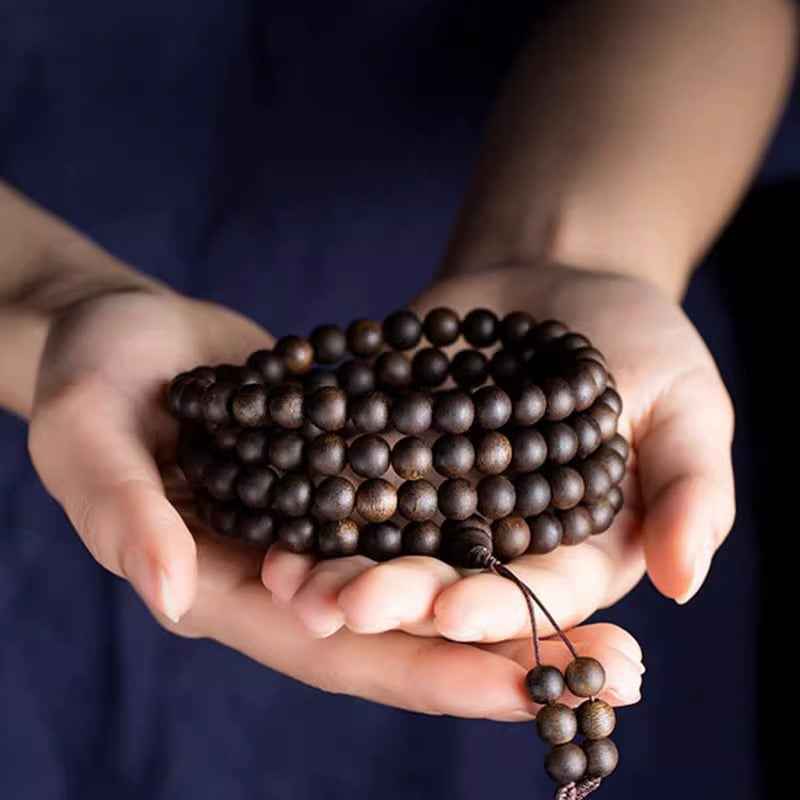 Premium Vietnamese Nha Trang Agarwood 108 Bead Mala Bracelet