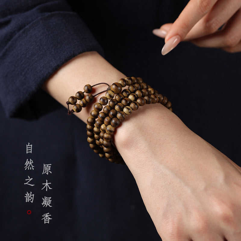 ZenHima Tibetan Agarwood 108 Medicine Buddha Beads Buddhist Mala Necklace - ZENHIMA