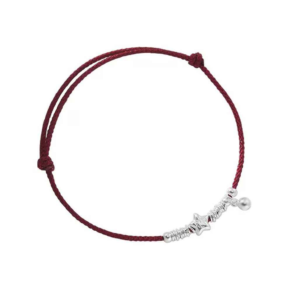 925 Sterling Silver Fortune Star Red String Bracelet