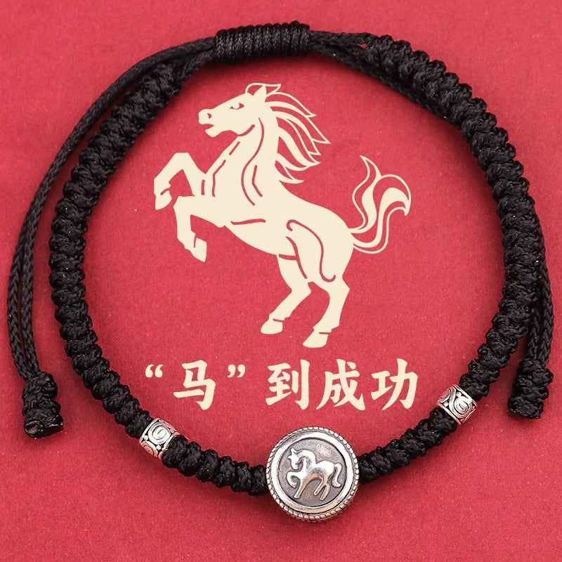 ZenHima Chinese Zodiac 925 Sterling Silver Red String Bracelet - Snake Year Blessing Bracelet