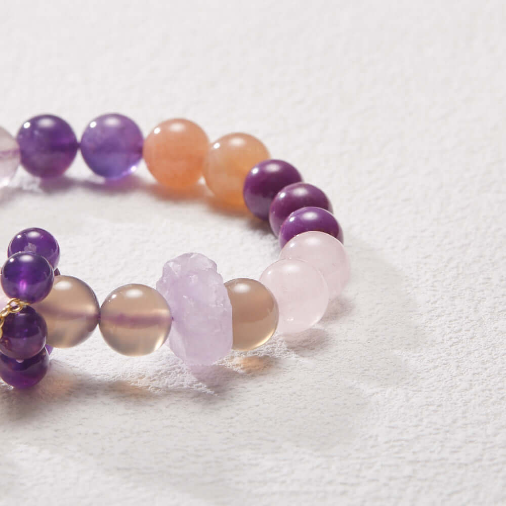 2025 Women’s Nine Purple Fire Bracelet – Natural Amethyst & Phantom Quartz Feng Shui Jewelry - ZENHIMA