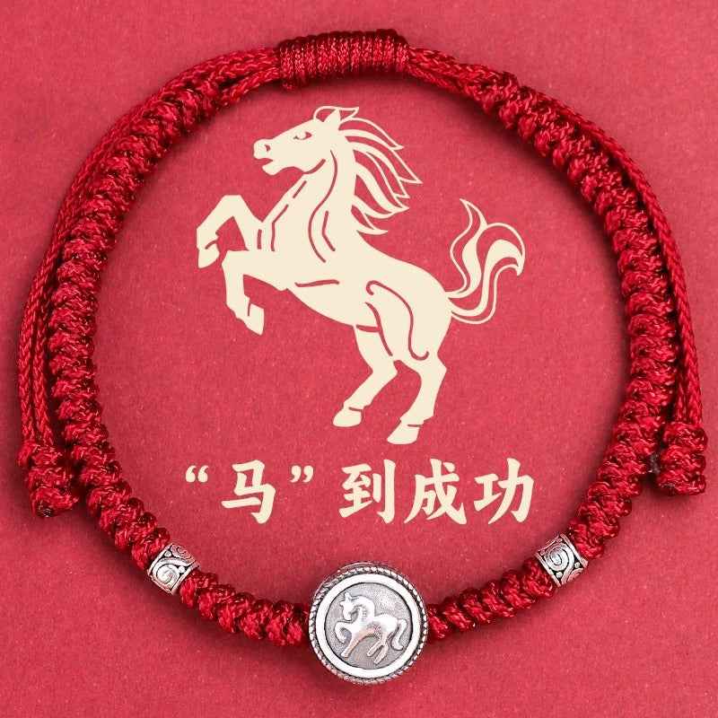 ZenHima Chinese Zodiac 925 Sterling Silver Red String Bracelet - Snake Year Blessing Bracelet
