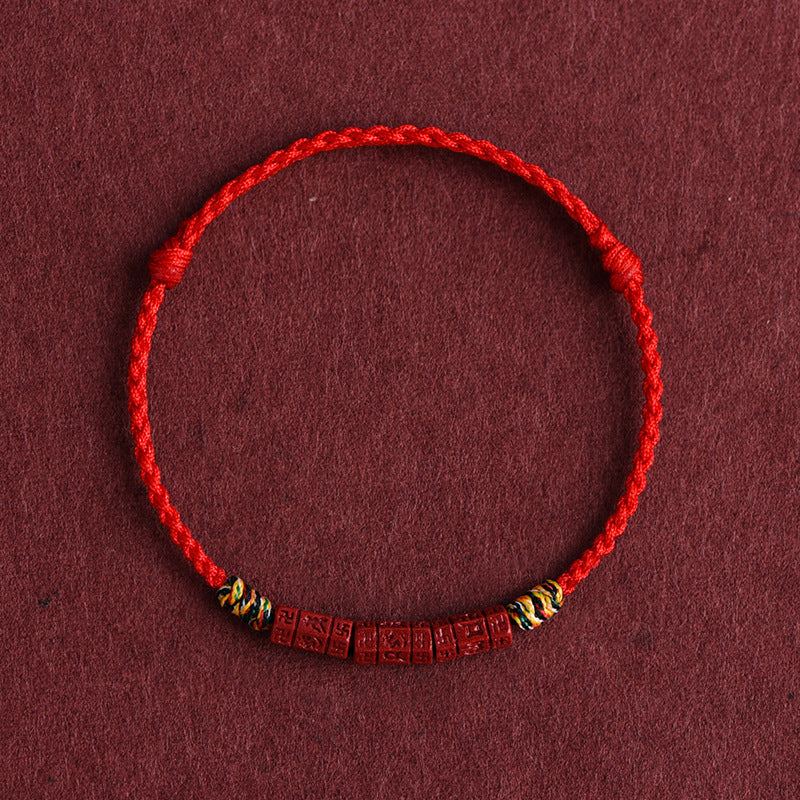 ZenHima Tibetan Om Mani Padme Hum Natural Cinnabar Bracelet / Anklet