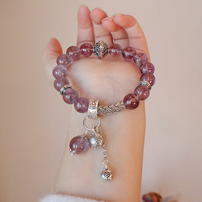 11MM Amethyst Yellow Tower Crystal Pink Crystal Natural Bracelet