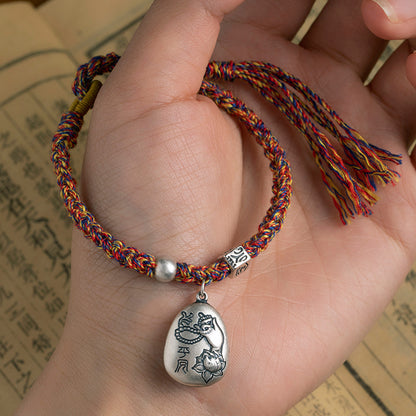 Tibetan 925 Silver Five-Color Red String Bracelet – Snake Zodiac