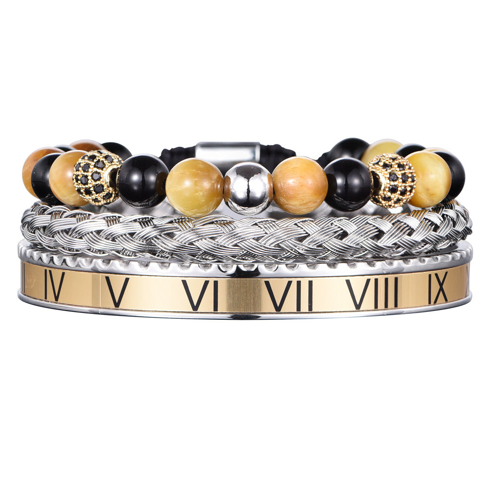 Bracciale con numeri romani e Lapislazzuli naturali a torsione