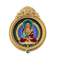 ZenHima Hand-painted Zakiram White Tara Mahasthamaprapta Yellow Wealth Rubbing Thangka Pendant - ZENHIMA