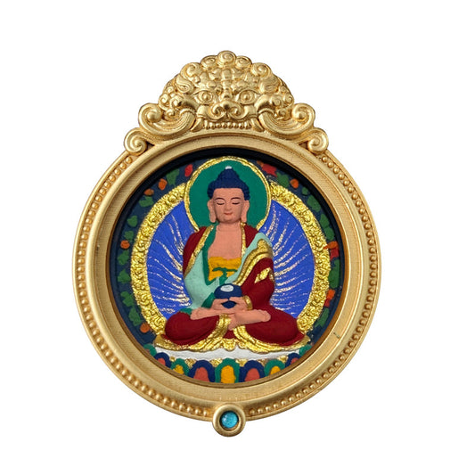 ZenHima Hand-painted Zakiram White Tara Mahasthamaprapta Yellow Wealth Rubbing Thangka Pendant - ZENHIMA