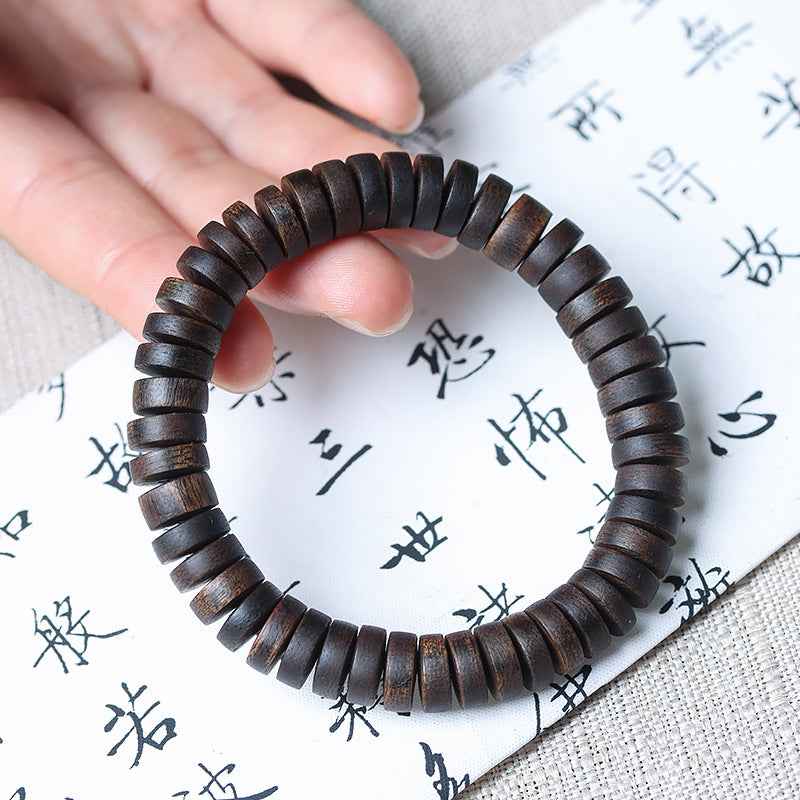 Premium Indonesian Agarwood Natural Slice Mala Bracelet