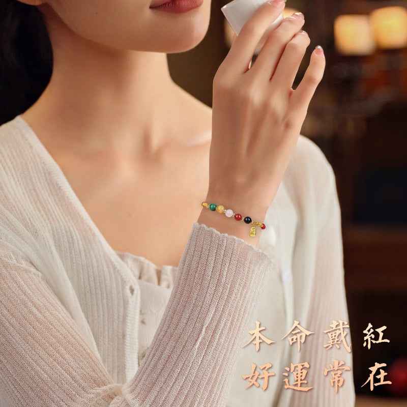 ZenHima Five Wealth Gods Red String Bracelet - Horse Year Blessing Gift