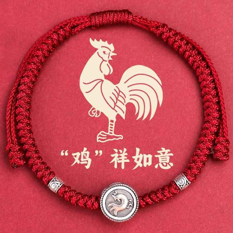 ZenHima Chinese Zodiac 925 Sterling Silver Red String Bracelet - Snake Year Blessing Bracelet