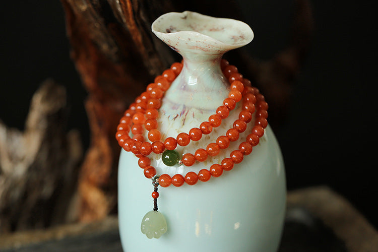 Nanhong Agate 6mm Cherry Red Multi-Layer Bracelet – Women’s 3-Turn Beaded Jewelry - ZENHIMA