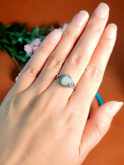 ZenHima 925 Sterling Silver Red Agate and Turquoise Adjustable Vintage Tibetan Ring - ZENHIMA