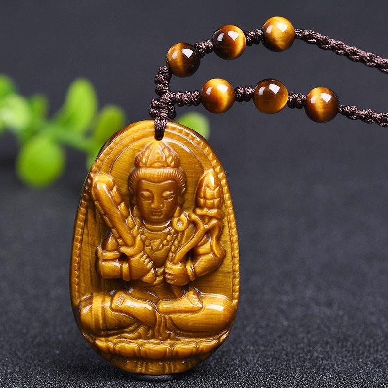 ZenHima Tibetan Tiger Eye Zodiac Guardian Buddha Pendant Necklace – Birth Year Protection Amulet - ZENHIMA