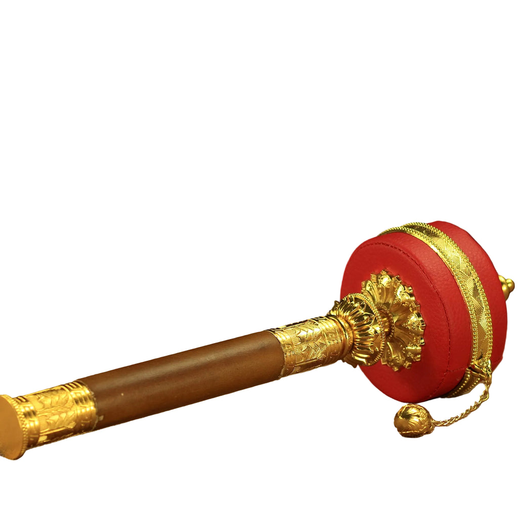 Sechs-Wort-Mantra-Sutra, Gebetsmühle aus Leder, handbetriebene Gebetsmühle, 30.000 Mal golden