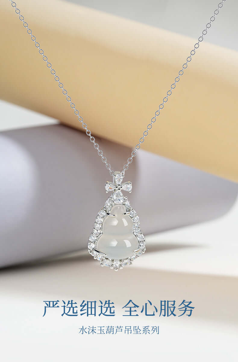 ZenHima Silver Inlaid Agate Fortune Pendant Necklace for Women - ZENHIMA