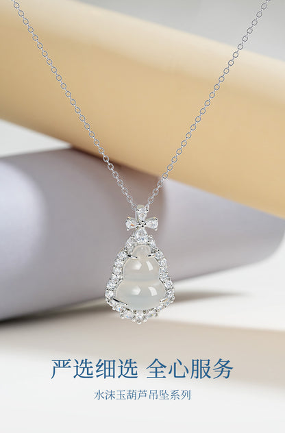 ZenHima Silver Inlaid Agate Fortune Pendant Necklace for Women - ZENHIMA