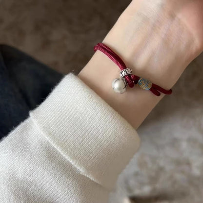 Adjustable 999 Sterling Silver Persimmon Blessing Red String Bracelet – Auspicious for Your Zodiac Year