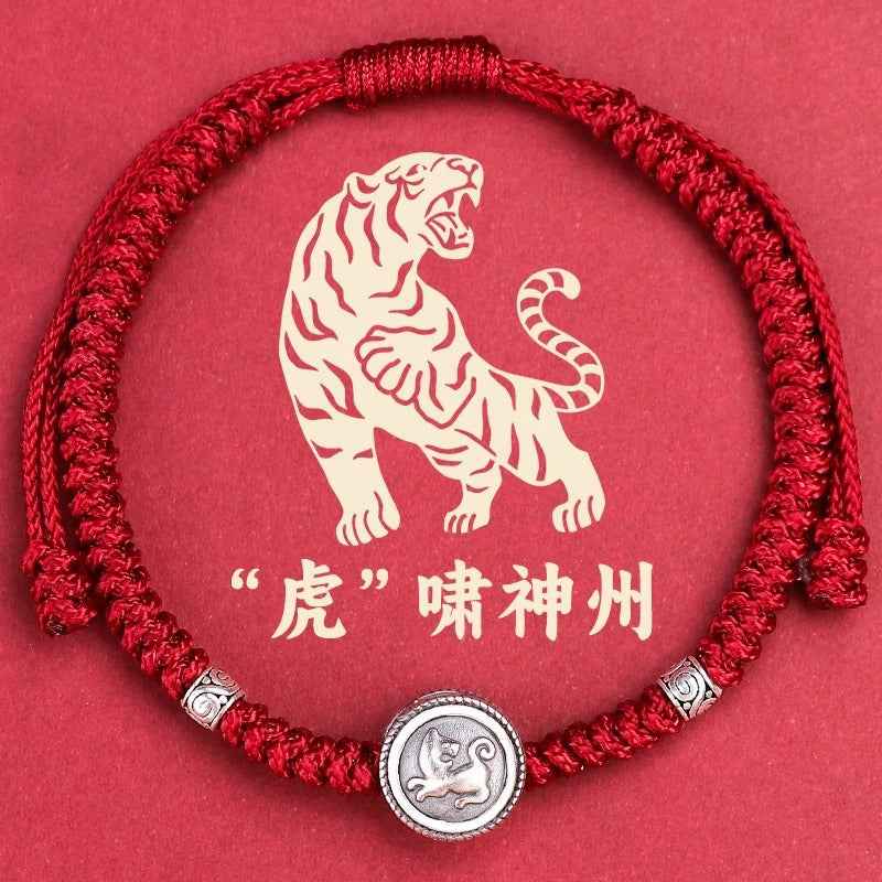 ZenHima Chinese Zodiac 925 Sterling Silver Red String Bracelet - Snake Year Blessing Bracelet