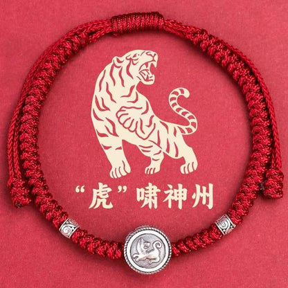 ZenHima Chinese Zodiac 925 Sterling Silver Red String Bracelet - Snake Year Blessing Bracelet