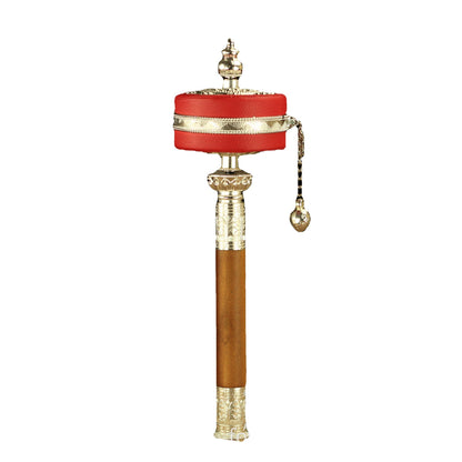 Six-Word Mantra Sutra Leather Prayer Wheel Hand-Cranked Prayer Wheel 30k Times Golden